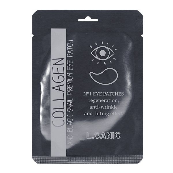 Гидрогелевые патчи для области вокруг глаз с коллагеном и муцином черной улитки Collagen and Black Snail Premium Eye Patch, L.SANIC   1 пара