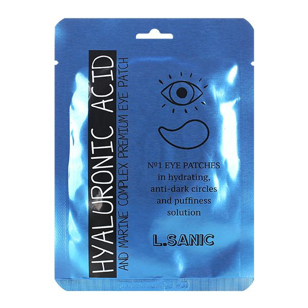 Гидрогелевые патчи для области вокруг глаз с гиалуроновой кислотой и экстрактом водорослей Hyaluronic Acid And Marine Complex Premium Eye Patch, L.SANIC   1 пара