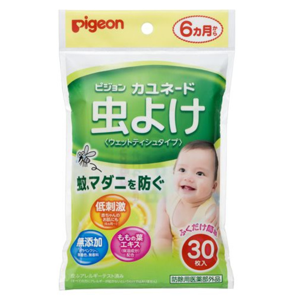 Детские влажные салфетки для защиты от укусов насекомых с 6 мес. PIGEON , 30 шт.