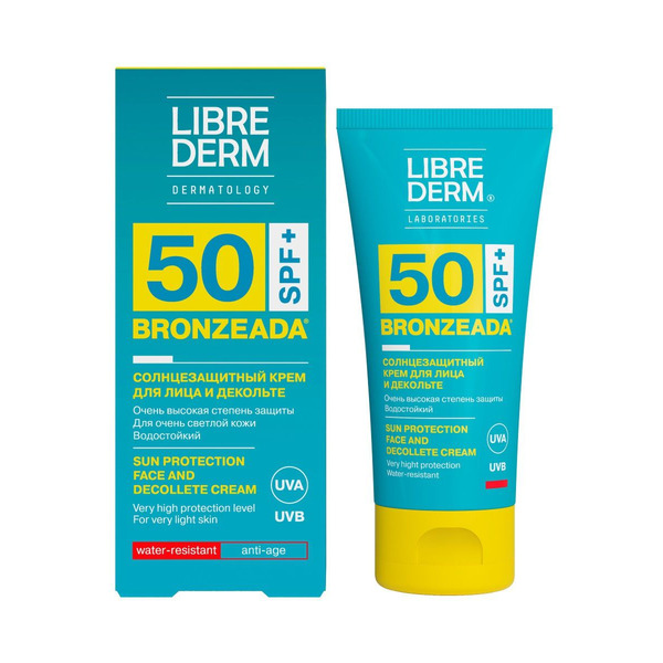 Крем для лица и зоны декольте солнцезащитный SPF 50 Bronzeada, LIBREDERM  50 мл