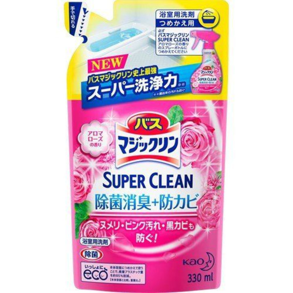 Пенящееся моющее средство для ванной комнаты с ароматом роз Magiclean Super Clean, КAO , 330 мл (запасной блок)
