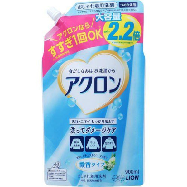Жидкое средство для стирки деликатных тканей Яркость цвета, с ароматом мыла Acron, LION ,900 мл (запасной блок)