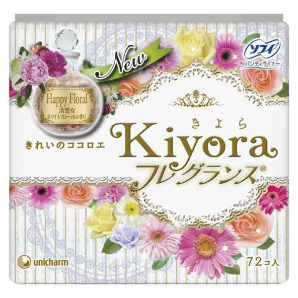 Ежедневные гигиенические прокладки с цветочным ароматом Sofy Kiyora Fragrance White Floral, UNICHARM 72 шт
