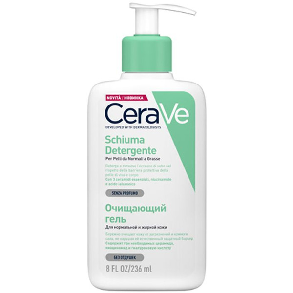 Очищающий гель для нормальной и жирной кожи лица и тела, CERAVE 236 мл