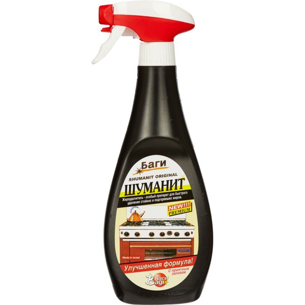 Особый жироудалитель спрей для мгновенного удаления стойких и пригоревших жиров Шуманит, BAGI 400 мл