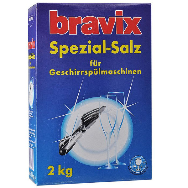 Натуральная специальная соль для посудомоечных машин, BRAVIX 2 кг