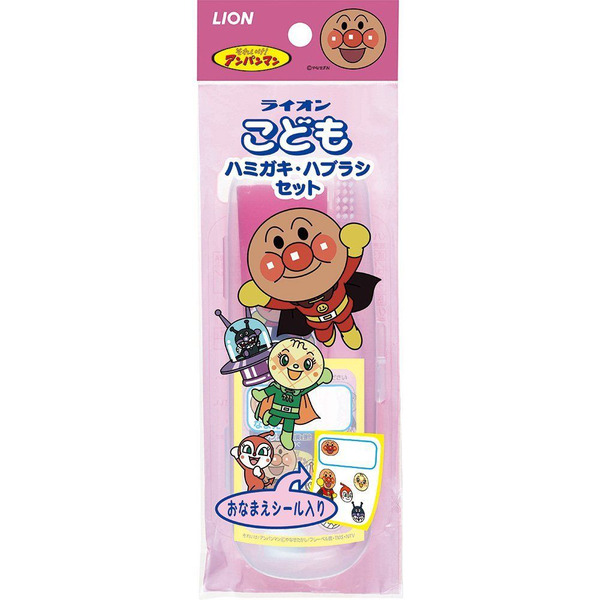 Детский дорожный мини-набор L pack Anpanman (пластиковый футляр + щетка + паста) со вкусом клубники, LION 40 г