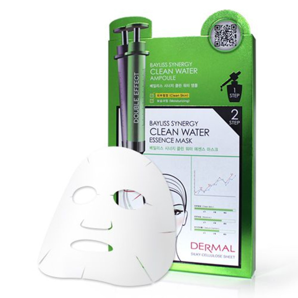 Ампульная 2-х шаговая очищающая маска Clean Water (ампульная сыворотка 2 г + шелковистая маска 25 г), DERMAL 1 шт