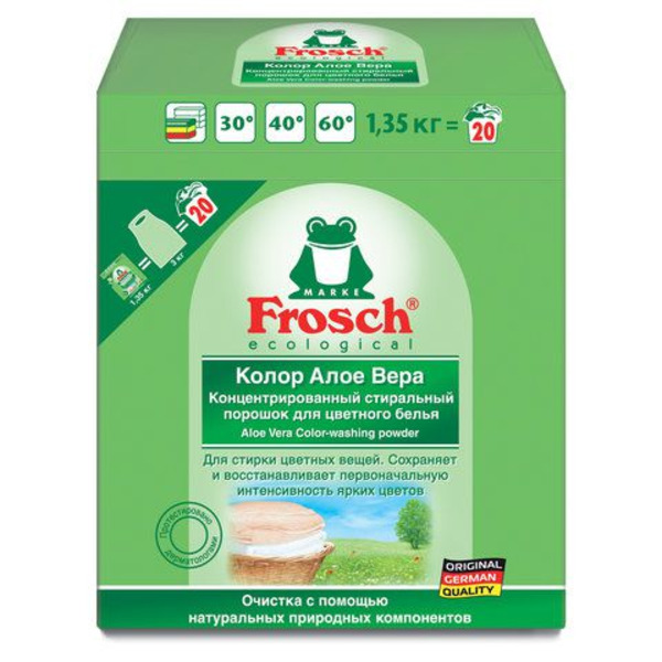 Концентрированный стиральный порошок Алоэ Вера Color, FROSCH 1.35 кг