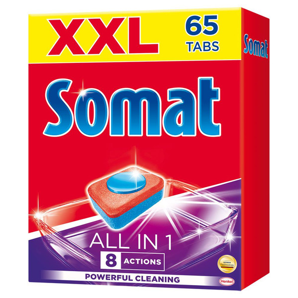 Таблетки для посудомоечных машин All in One Somat, HENKEL 65 шт.