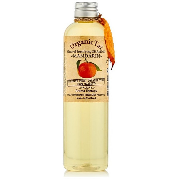 Безсульфатный шампунь для волос с мандариновым маслом Natural Fortifying Shampoo Mandarin, OrganicTai 260 мл