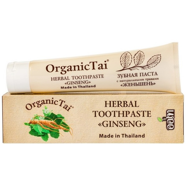 Зубная паста с женьшенем, гвоздичным маслом и мятой Herbal Toothpaste Ginseng, OrganicTai 100 г