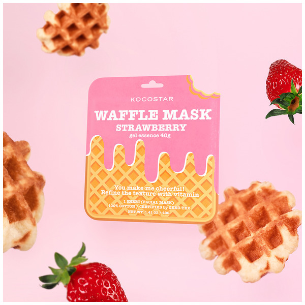Тонизирующая вафельная маска для лица Клубничный фреш Waffle Mask Strawberry, Kocostar 40 г