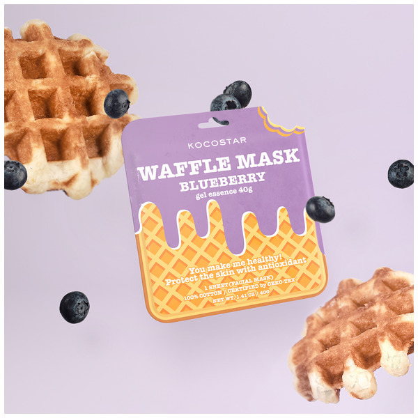 Противовоспалительная вафельная маска для лица Черничное наслаждение Waffle Mask Blueberry, Kocostar 40 г