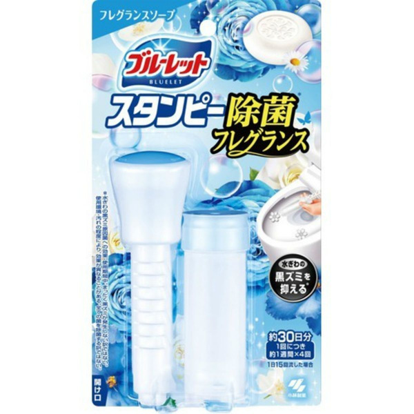 Дезодорирующий очиститель-цветок для туалетов с ароматом мыла и свежести Bluelet Stampy Soap, KOBAYASHI 28 г 
