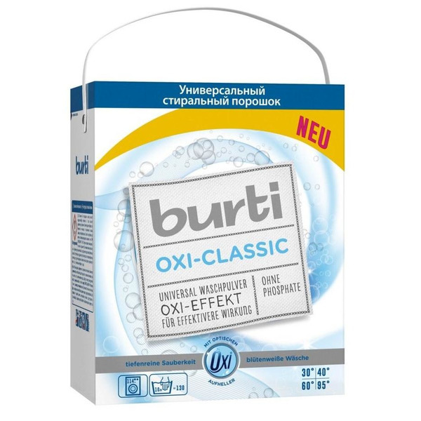 Универсальный стиральный порошок без фосфатов для белого и светлого белья OXI-Classic, Burti 5,7 кг (на 114 стирок)