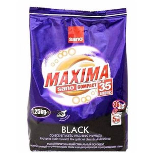 Концентрированный стиральный порошок для стирки темных тканей Maxima Black (на 35 стирок), SANO 1,25 кг 