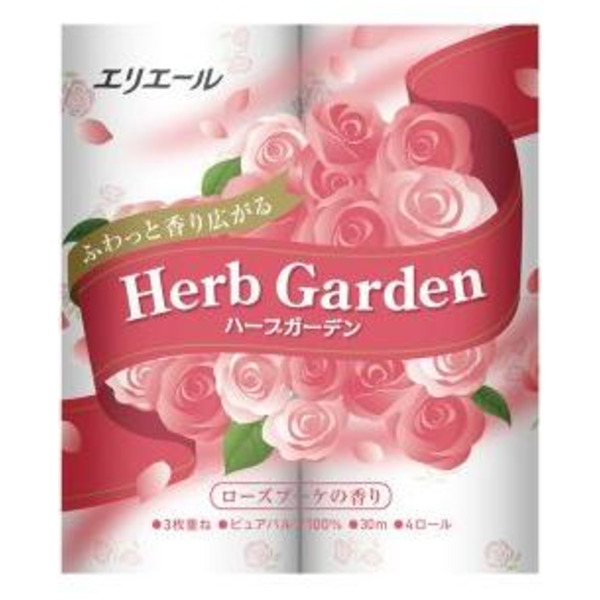 Туалетная бумага трехслойная с ароматом розы Elleair Herb Garden, Daio 30 м 4 рулона