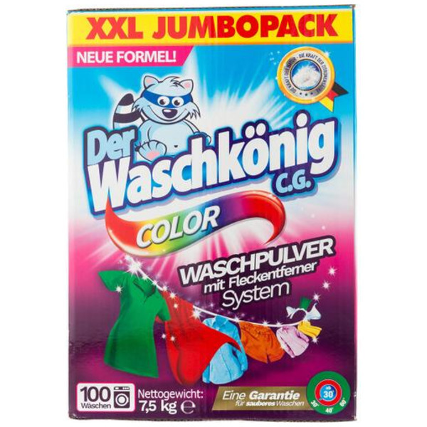 Стиральный порошок для цветных тканей Der Waschkonig C.G. Color (на 100 стирок), CLOVIN 7,5 кг  