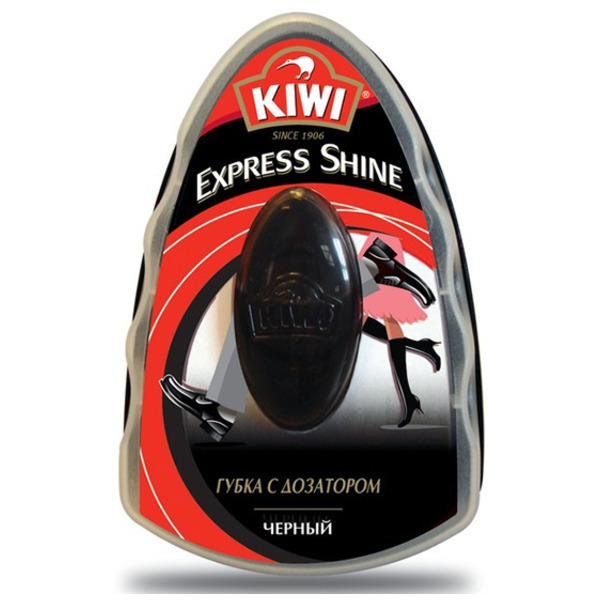 Губка с дозатором Мгновенный блеск Express Shine Черная, Kiwi 7 мл