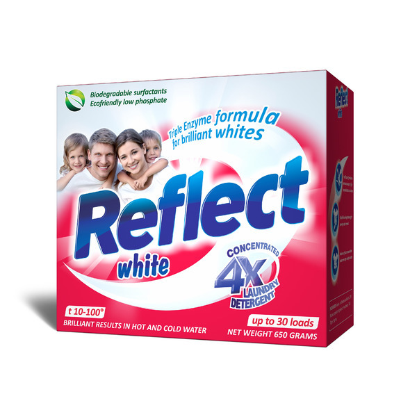 Концентрированный стиральный порошок для белого белья Reflect White, Neon 650 г на 30 стирок