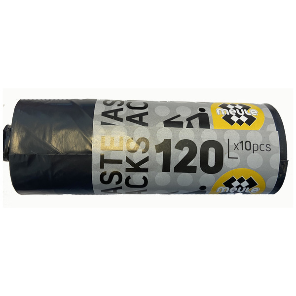 Мешки для мусора плотные черные 120 л Waste Sacks, Meule 10 шт 