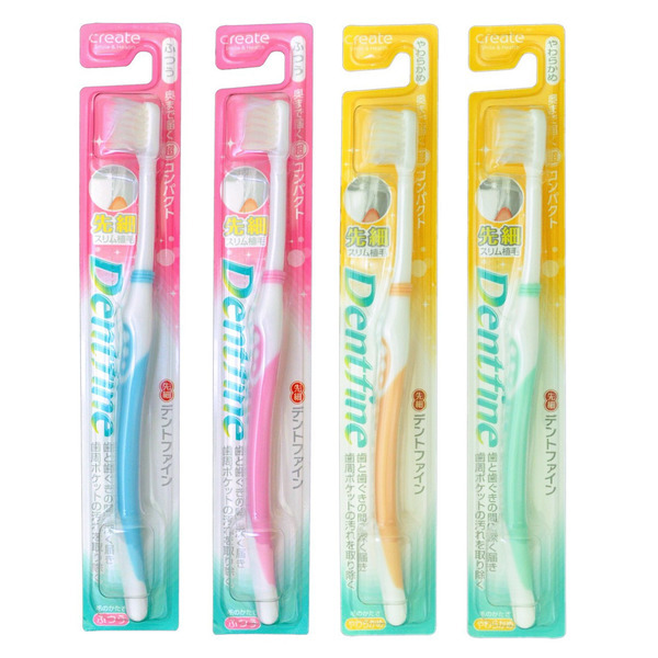 Набор зубных щеток с компактной чистящей головкой и тонкими щетинками, Create 4 шт. (средней жесткости, мягкая)