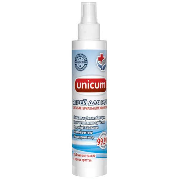Спрей для рук с антибактериальным эффектом, Unicum 200 мл