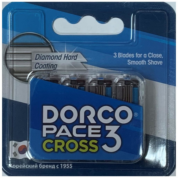 Сменные кассеты c 3-мя лезвиями для бритвенного станка PACE 3 Cross, Dorco 4 шт