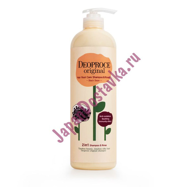Шампунь-бальзам 2 в 1 с вытяжкой из черных бобов Original Hair Root Care 2 in 1 Shampoo Black Bean, DEOPROCE   1000 мл