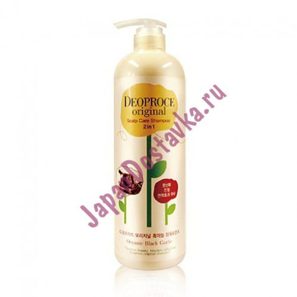 Шампунь-бальзам от выпадения волос с экстрактом черного чеснока Original Scalp Care 2 in 1 Shampoo Black Garlic, DEOPROCE   1000 мл