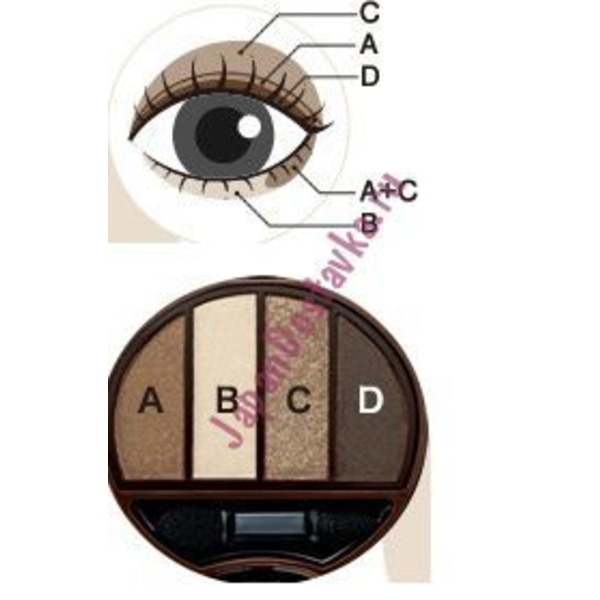 Тени для век четырехцветные Dolly Wink Eye Shadow, тон 03 (дымчато-коричневый), KOJI HONPO  20 г