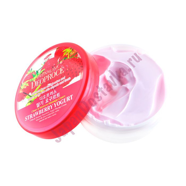 Массажный крем с экстрактом клубники Premium Clean & Moisture Strawberry Yogurt Massage Cream, DEOPROCE   300 г