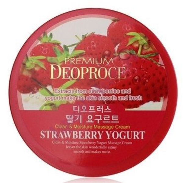 Массажный крем с экстрактом клубники Premium Clean & Moisture Strawberry Yogurt Massage Cream, DEOPROCE   300 г