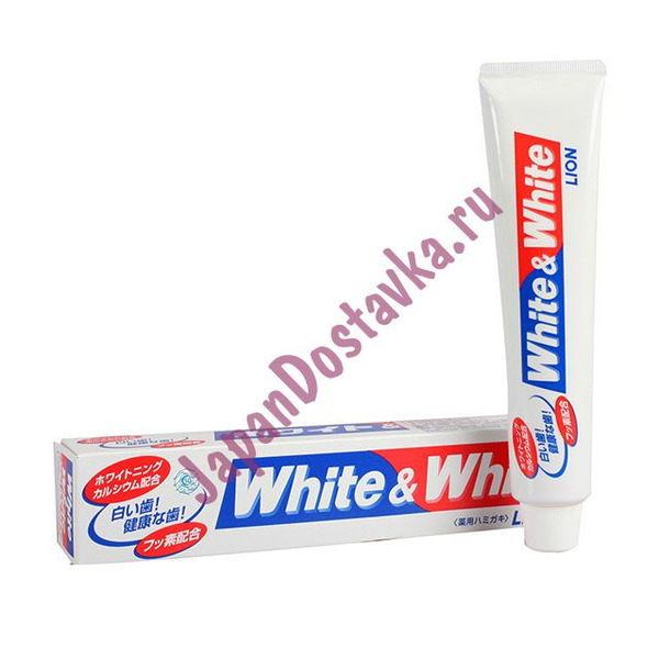 Отбеливающая зубная паста c кальцием и фтором White&White, LION 150 г