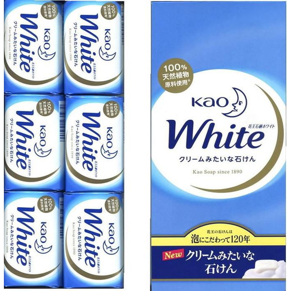 Увлажняющее крем-мыло White для тела с ароматом белых цветов, KAO 6 x 85 г