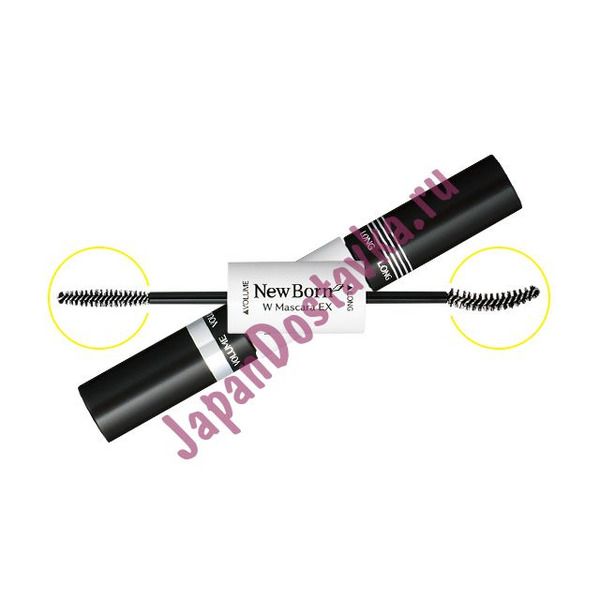 Двухсторонняя темно-коричневая тушь для ресниц New Born W Mascara EX 02 (удлинение + объем), SANA Японоя 12 г