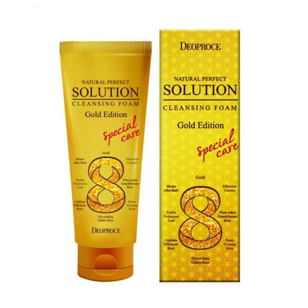 Пенка для умывания золото и восточные травы Natural Perfect Solution Cleansing Foam Gold, DEOPROCE 170 г