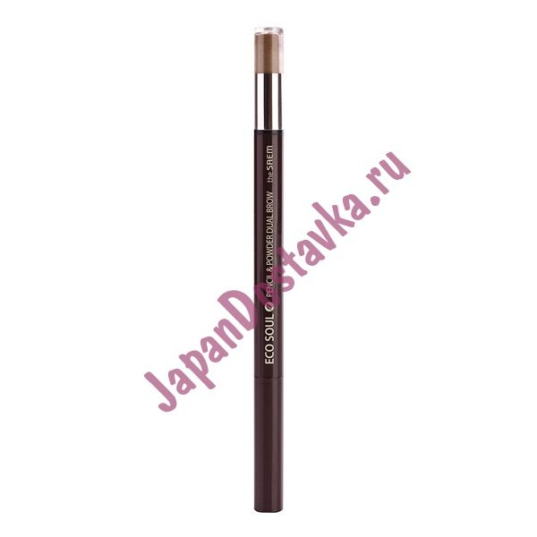 Карандаш-пудра для бровей Eco Soul Pencil & Powder Dual Brow оттенок 02 Deep Brown, SAEM   0,5 г/ 0,3 г