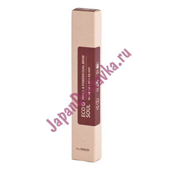 Карандаш-пудра для бровей Eco Soul Pencil & Powder Dual Brow оттенок 03 Black gray, SAEM   0,5 г/ 0,3 г