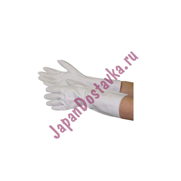 Виниловые перчатки с внутренним покрытием из льна и хлопка утолщённые (размер L/ белый), TOWA  1 пара