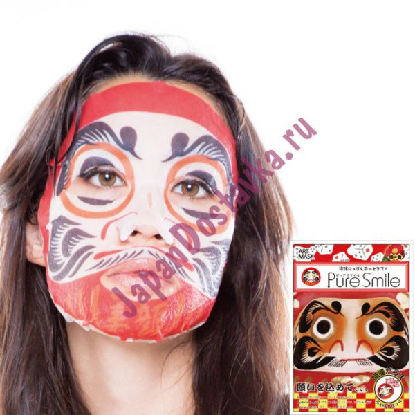 Питательная маска для лица Pure Smile Art Hydrating Moisture Collagen Mask Daruma Doll с экстрактами цветов камелии и портулака, с коллагеном, гиалуроновой кислотой и витамином Е, с рисунком (дарума), SUN SMILE  27 мл
