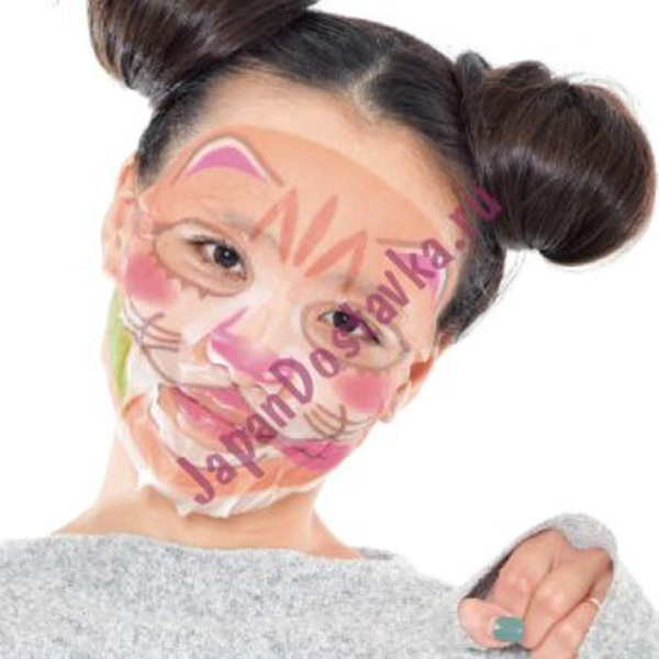 Концентрированная увлажняющая маска для лица Pure Smile Art Mask с экстрактами фруктов, с коллагеном, гиалуроновой кислотой и витамином Е, (с рисунком рыжий кот), SUN SMILE  27 мл