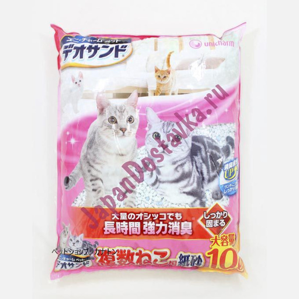 Бумажный дезодорирующий наполнитель для кошачьего туалета (для 2-х и более кошек), UNICHARM 10 л