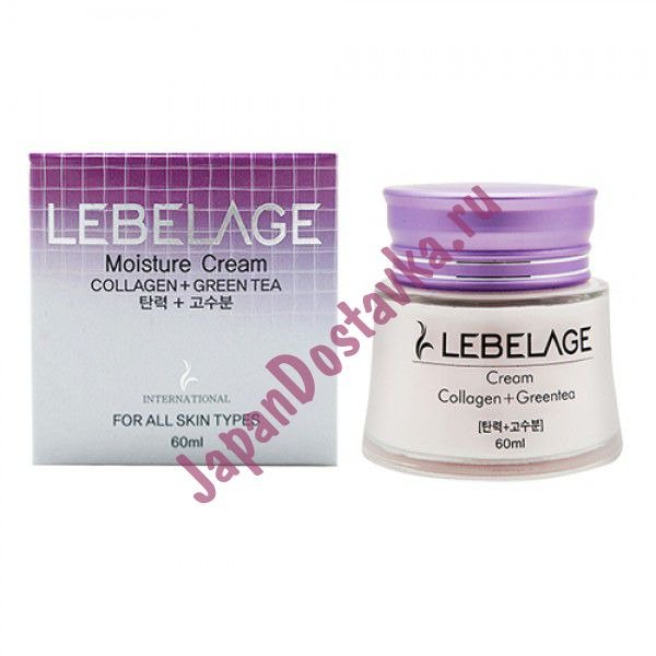 Увлажняющий и питательный крем с коллагеном и зеленым чаем Collagen + Green Tea Moisture Cream, LEBELAGE   60 мл