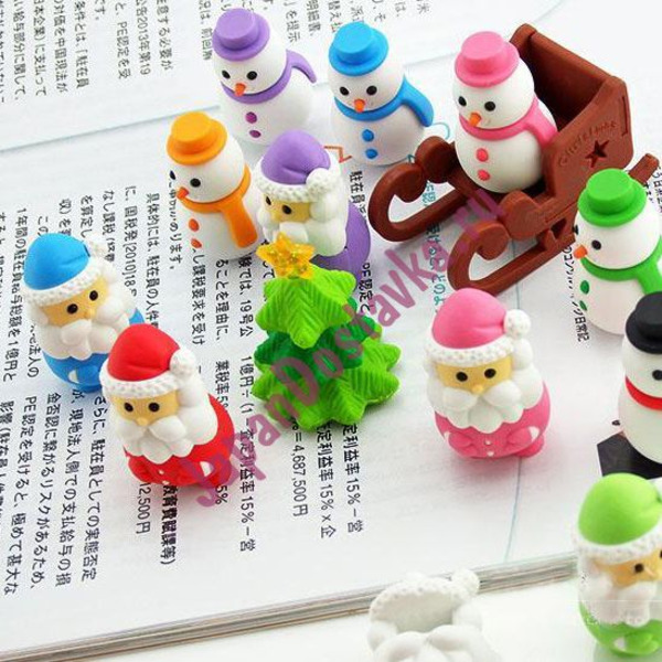 Сувенирный набор 3D-ластиков Новый год PUZZLE CHRISTMAS, IWAKO 6 шт.