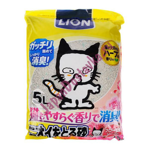 Бентонитовый наполнитель для кошачьего туалета с ароматом цветочного мыла, LION 5 л