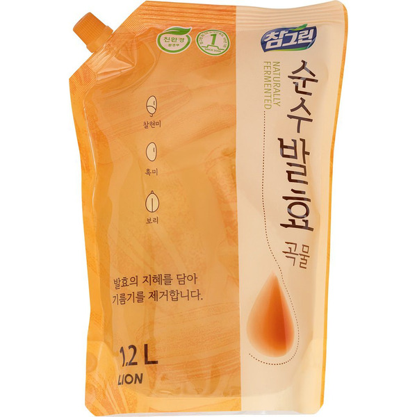 Средство для мытья посуды Chamgreen Pure Fermentation Пять Злаков, CJ LION 1200 мл (мягкая упаковка)