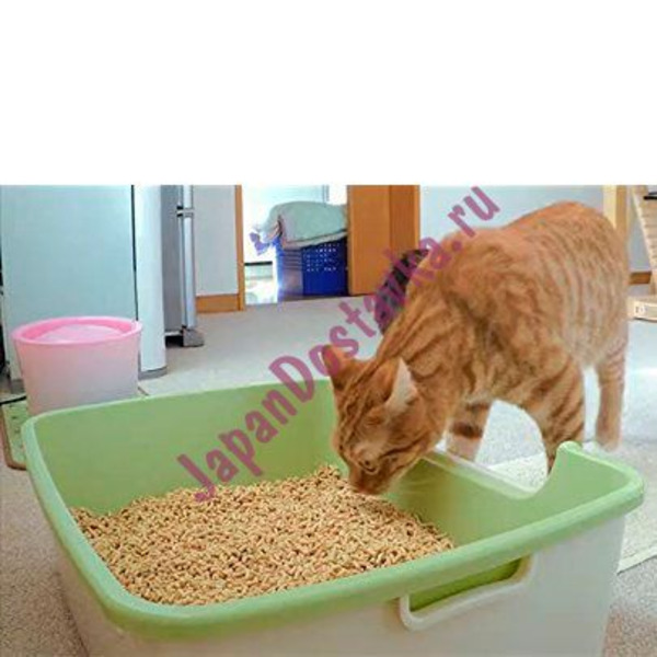Биотуалет для кошек бежевый. Набор: лоток открытый с поддоном, лопатка, наполнитель 2 л, подстилка, KAO