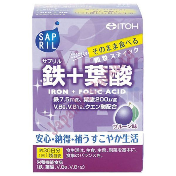 Японский БАД Железо + фолиевая кислота со вкусом чернослива (30 дней), ITOH 30 шт.